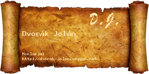 Dvorák Jolán névjegykártya